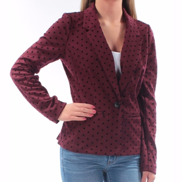 Burgundy Polka Dot Wear To Work Blazer - Picture 1 of 2